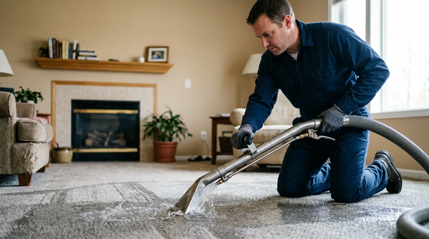 Water damage restoration technician working near Norton, KS